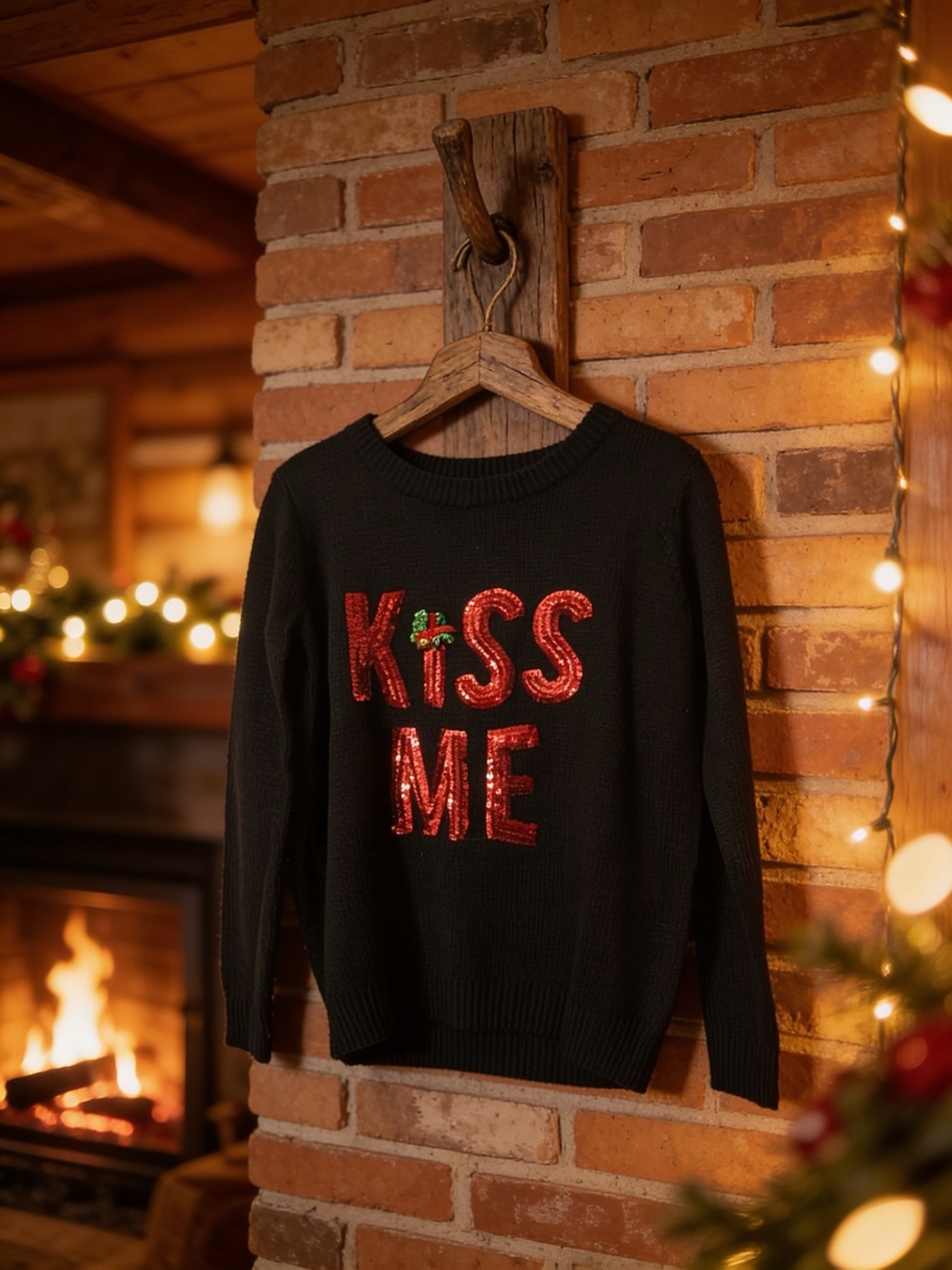 NWT Curations "Kiss Me" Sequin Mistletoe Holiday Sweater - Women's XS Holiday